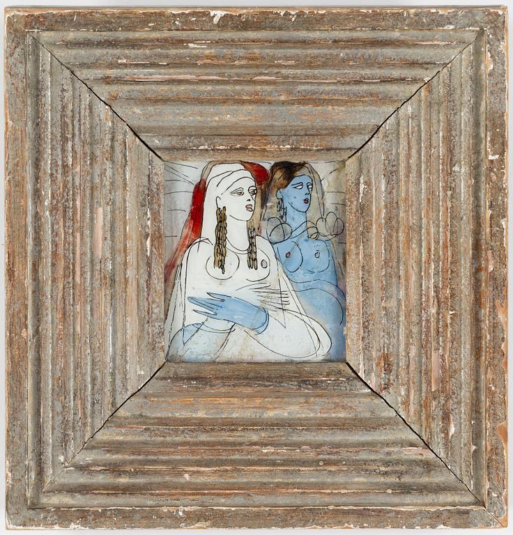 ALY BEN SALEM, mixed media on glass, signed.