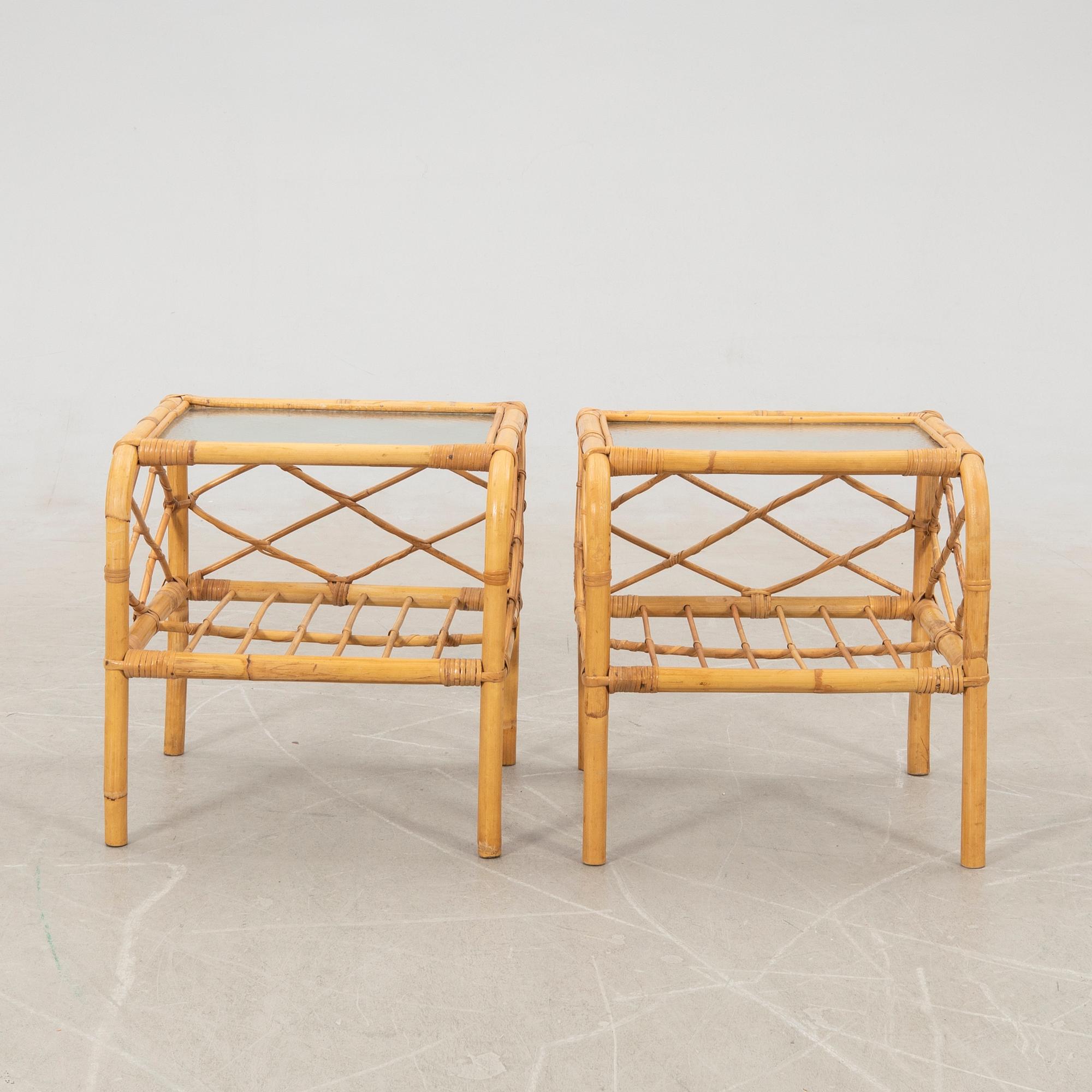 Bedside tables, a pair, mid/second half of the 20th century.