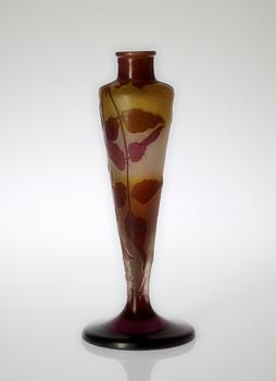 An Emile Gallé Art Nouveau cameo glass vase, Nancy, France.