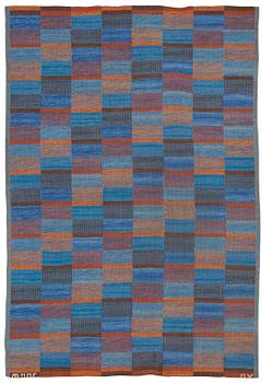 910. RUG. "Slagrutan". Flat weave. 234 x 158,5 cm. Signed AB MMF MW.