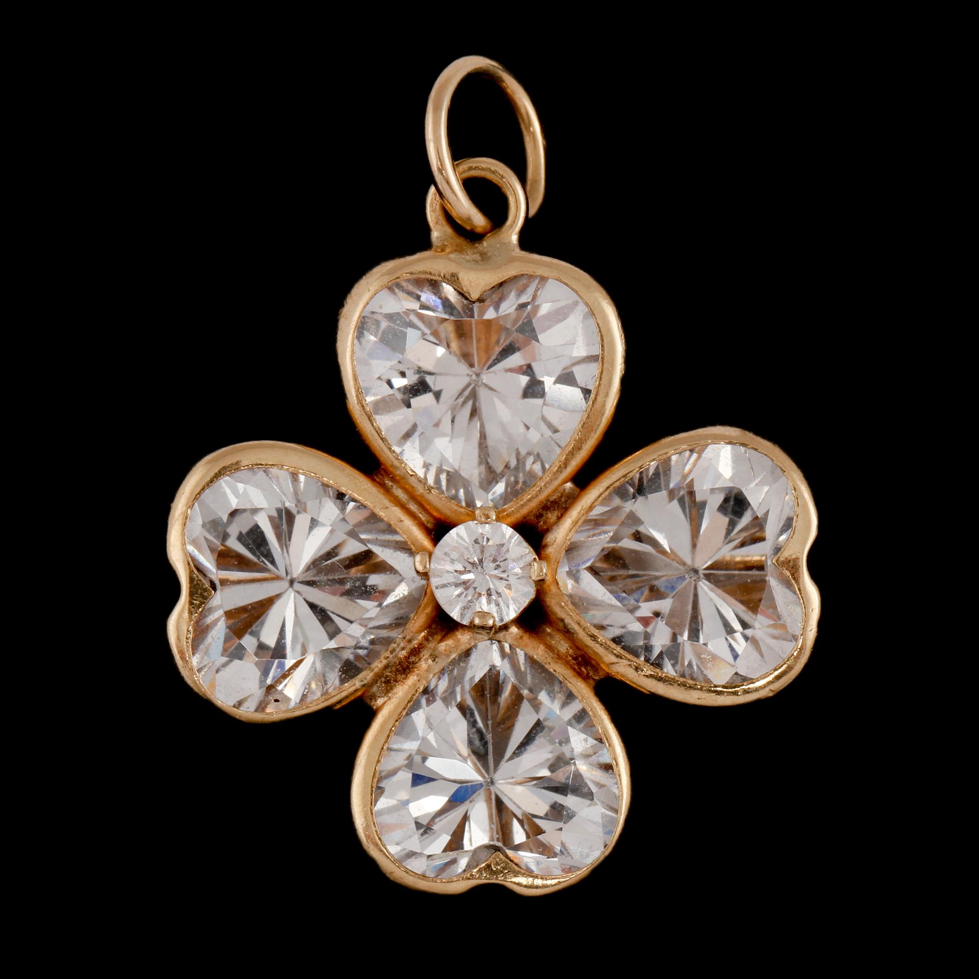 HÄNGE, 14k guld med 5 fasettslipade bergkristaller, 2000-tal. Vikt 3 g.