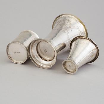 THREE SWEDISH SILVER BEAKERS, 18th/19th century.