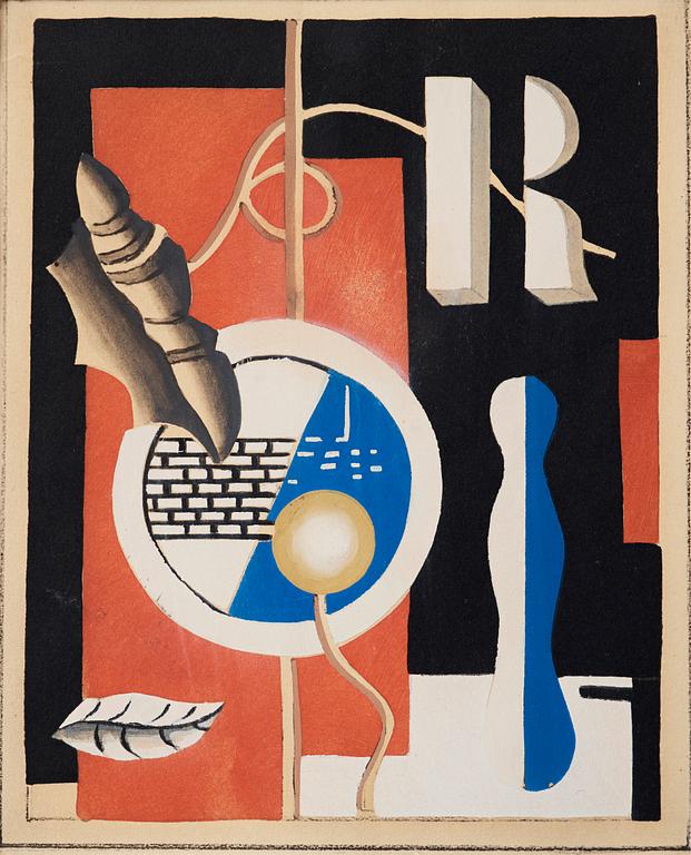 Fernand Léger After, "Le coquillage" pochoir, partly hand coloured by Erik Olson.