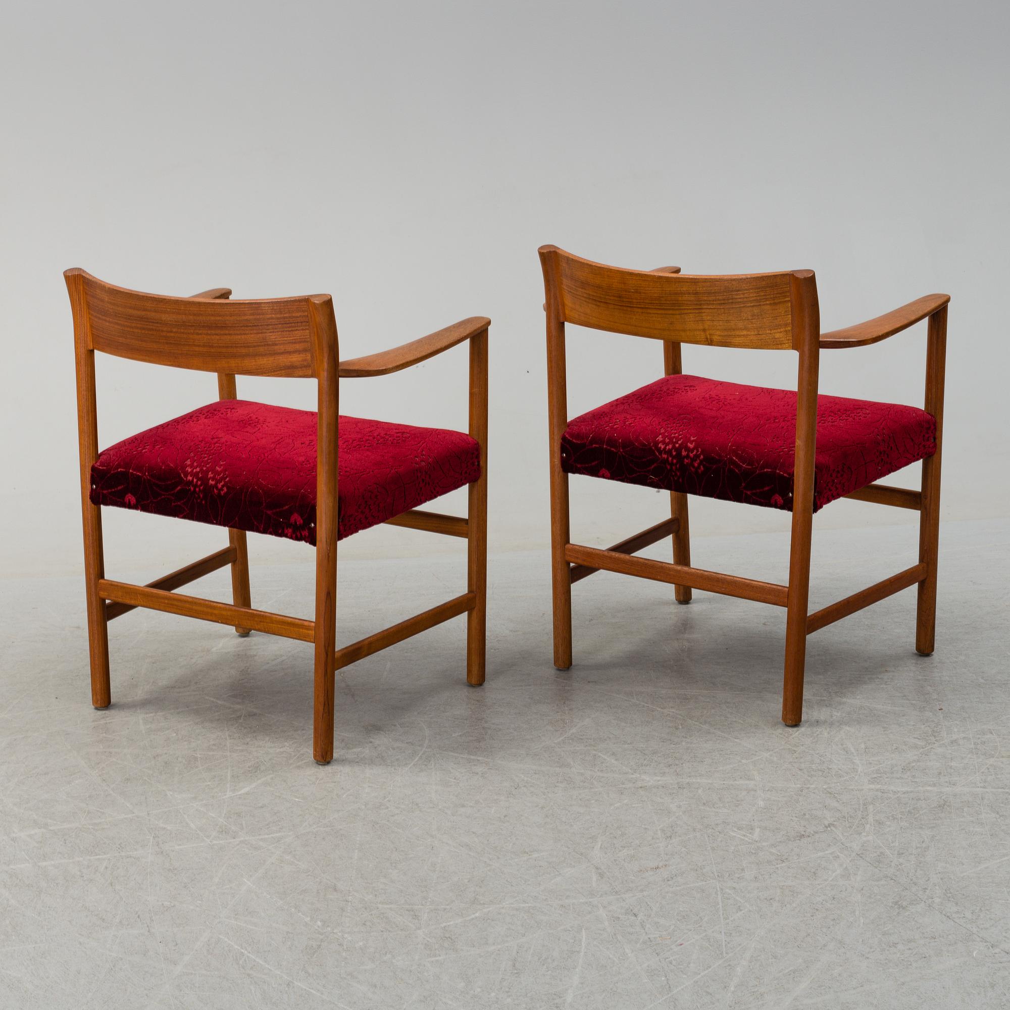 Two 1960's  teak model 10, armchairs by Arne Halvorsen for L Jacosen.