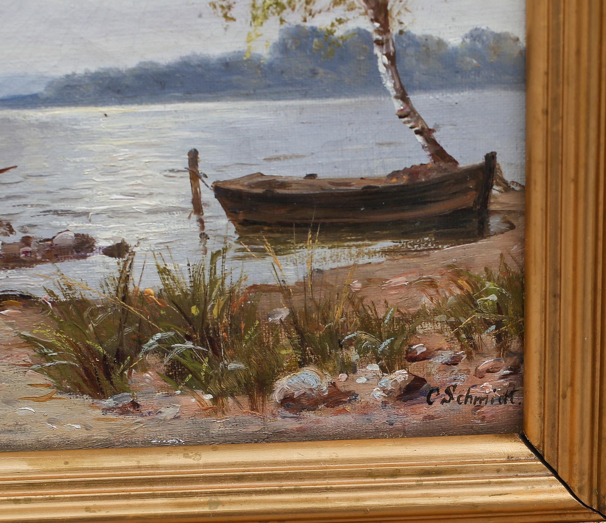 OKÄND KONSTNÄR, olja på duk, signerad C Schmidt.
