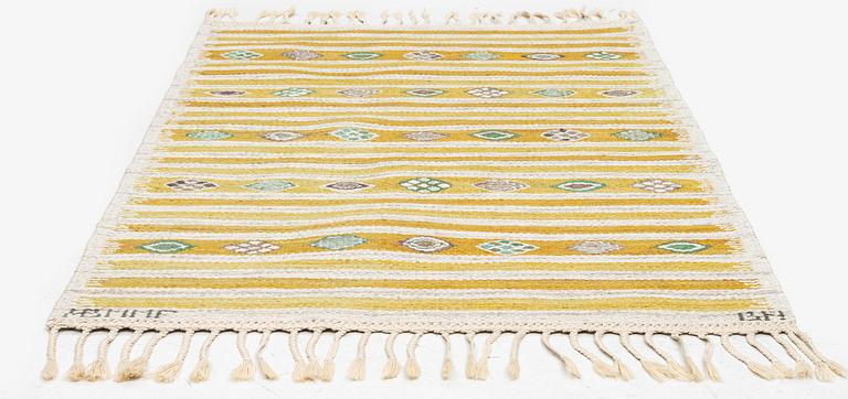Barbro Nilsson, a carpet, 'Hjortron', flat weave, c. 137 x 87 cm, signed AB MMF BN.