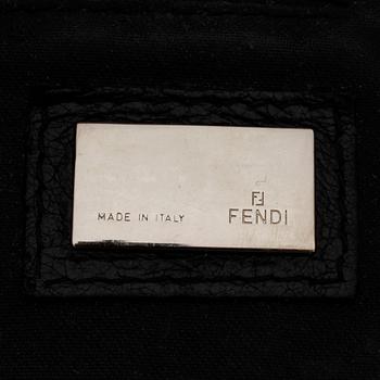 FENDI, a black leather shoulder bag.