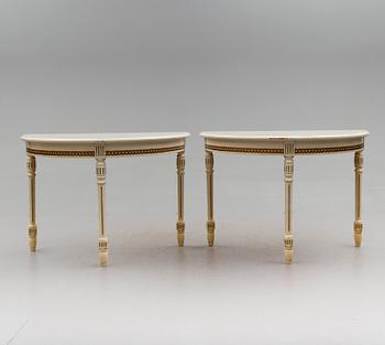 VÄGGBORD, 1 par, gustaviansk stil, 1900-talets första hälft.