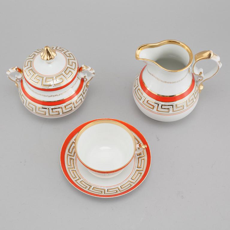 SERVISDELAR, 11 delar, porslin, Fischer and Mieg, 1800-talets andra hälft.