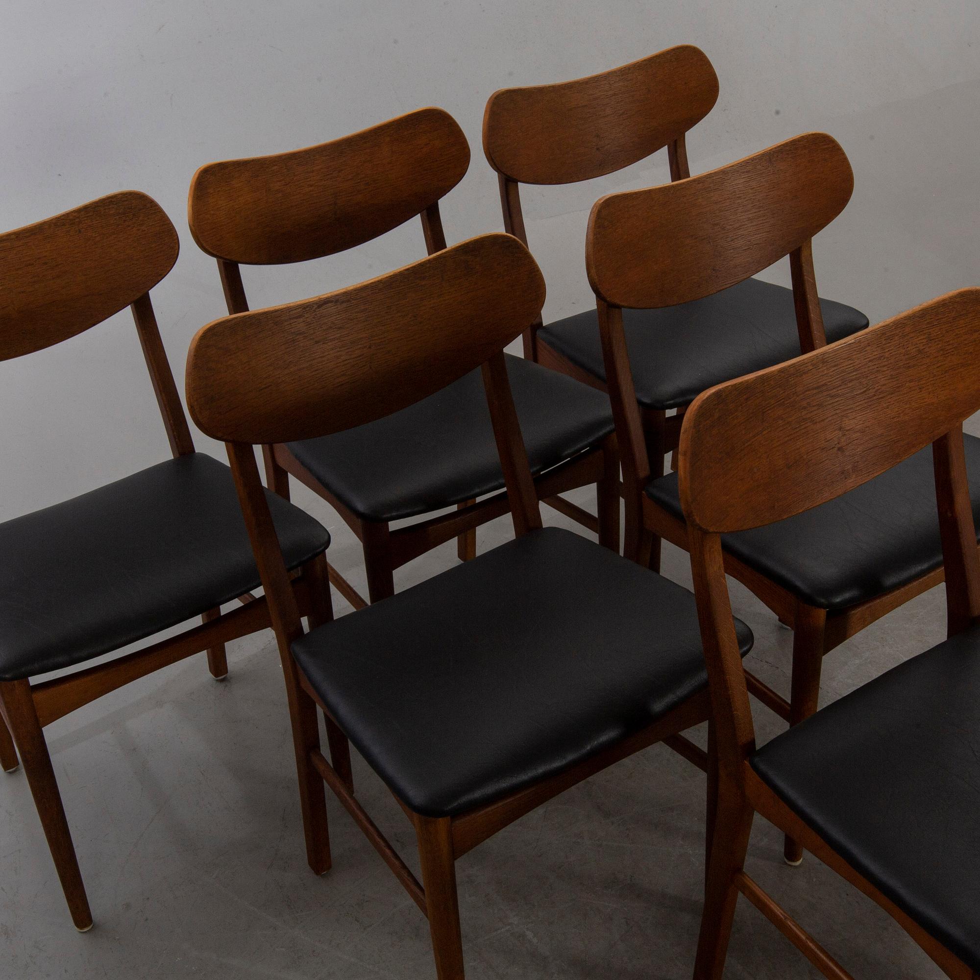 A SET OF SIX CHAIRS MID 20TH CENTURY.