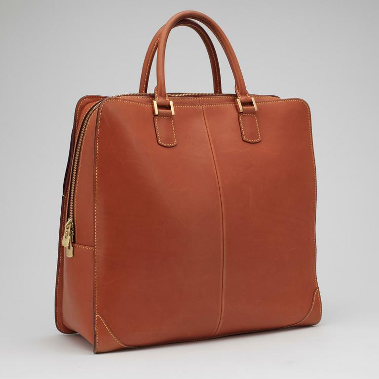 LOUIS VUITTON, a brown leather handbag.