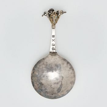 Peter Björkman, sked med kronknopp, silver, Karlskrona 1746.