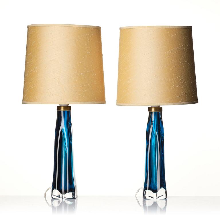 Carl Fagerlund, a pair of table lamps model "RD 1323", Orrefors, 1950s-60s.