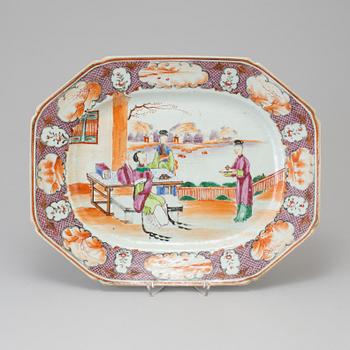 A figural familler rose serving dish, Qing dynasty, Qianlong (1736-95).