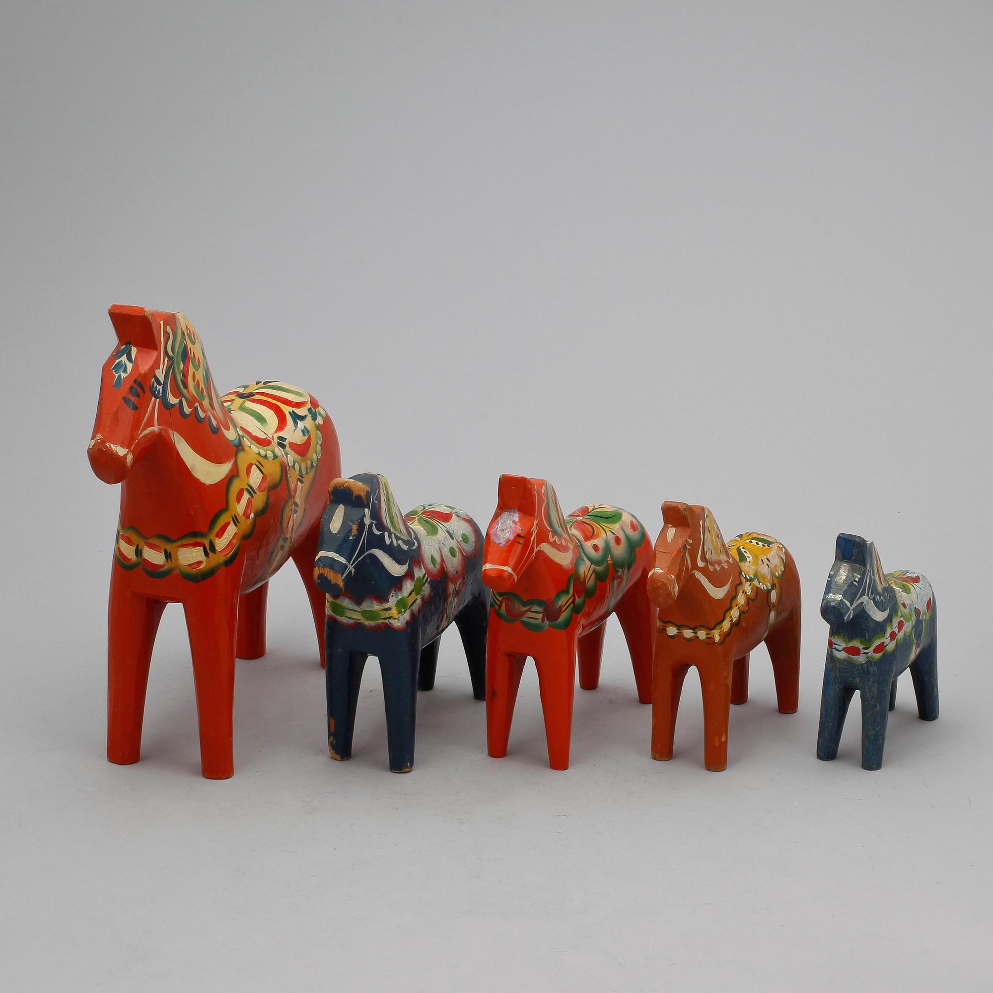 PARTI DALAHÄSTAR, 5 st, omkring 1900-talets mitt.