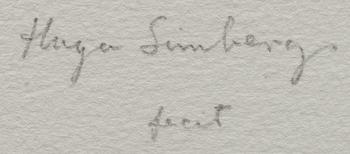 HUGO SIMBERG, träsnitt 2 st, signerade fecit.