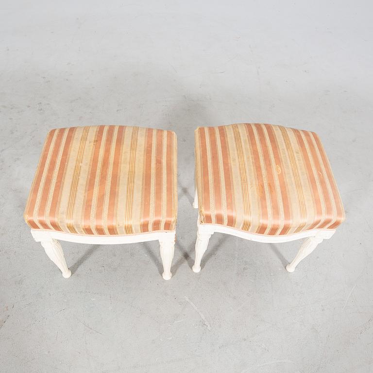 Carl Johan Wadström, a pair of signed late Gustavian signed stools.