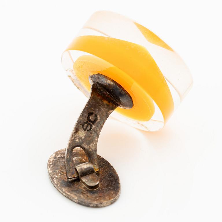 Siv Lagerström, three pairs of cufflinks, acrylic plastic, 1970s.