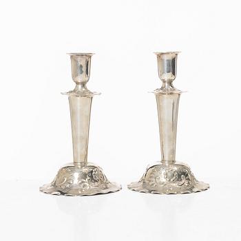 Candelsticks, 3 pairs, silver, Sweden, 1947-60.