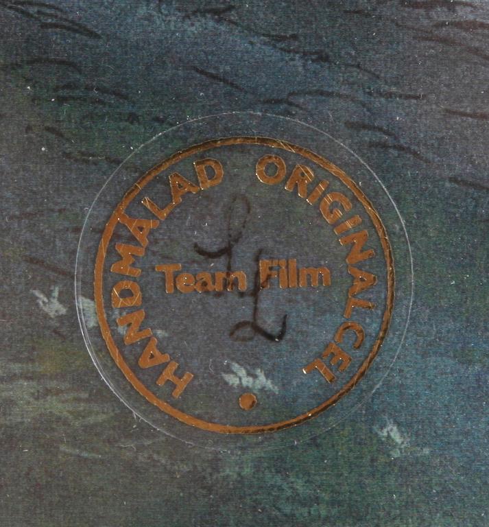 ORIGINALCEL, ur "Pelle Svanslös", blandteknik, Team Film, sign SL.