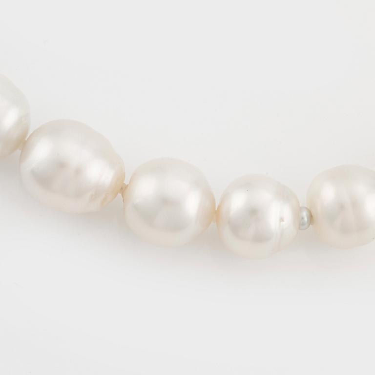 A cultured South Sea pearl necklace.