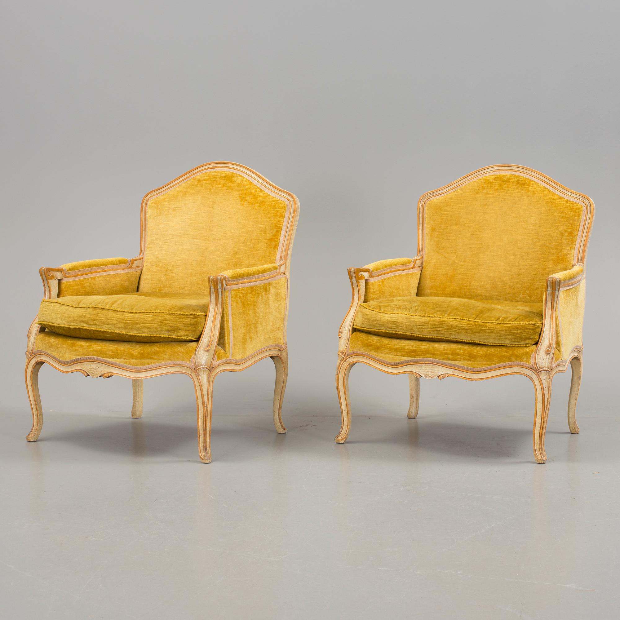 BERGÈRER, ett par, rokokostil, 1900-tal.