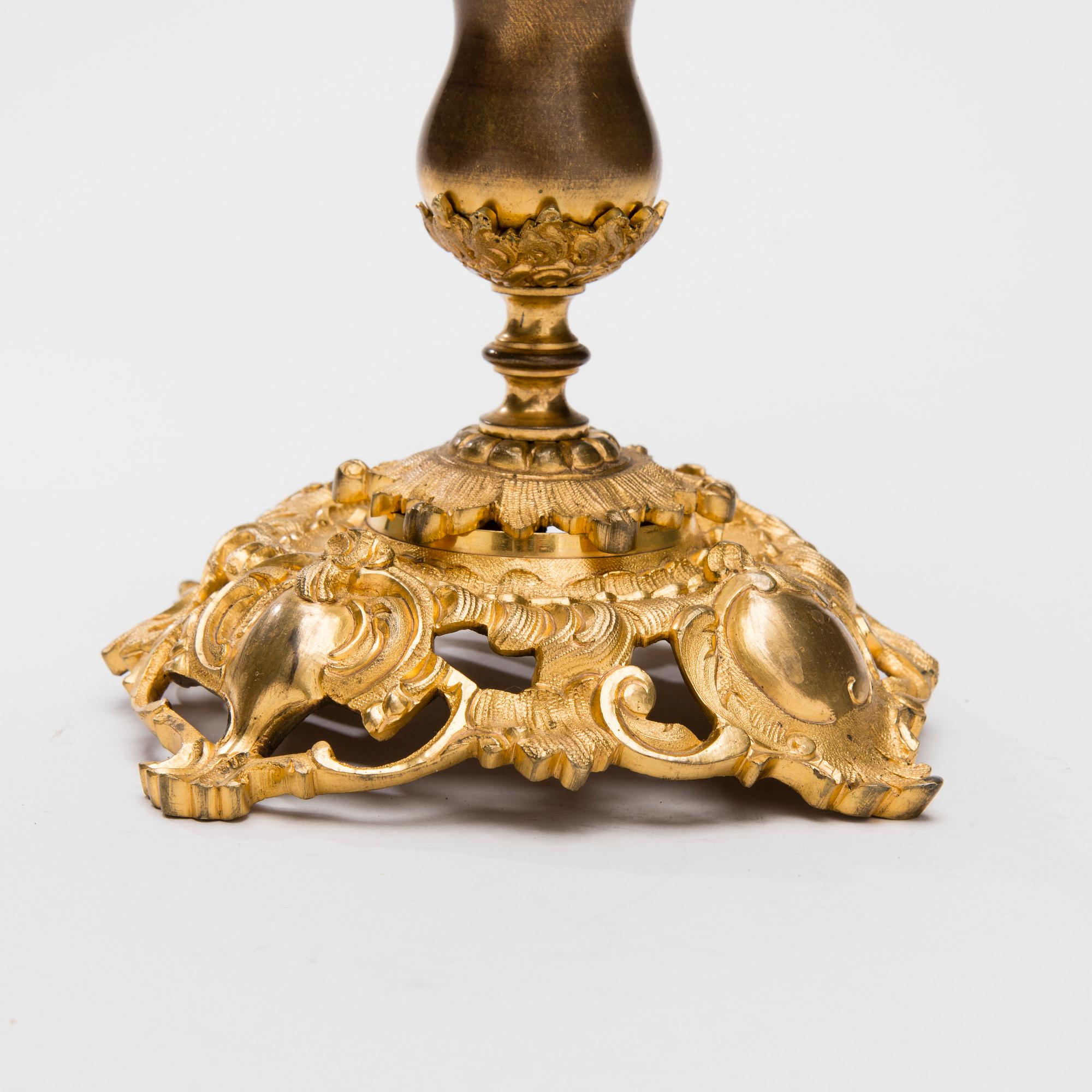 KANDELABER, brännförgylld brons, Ryssland 1860-1880-tal.
