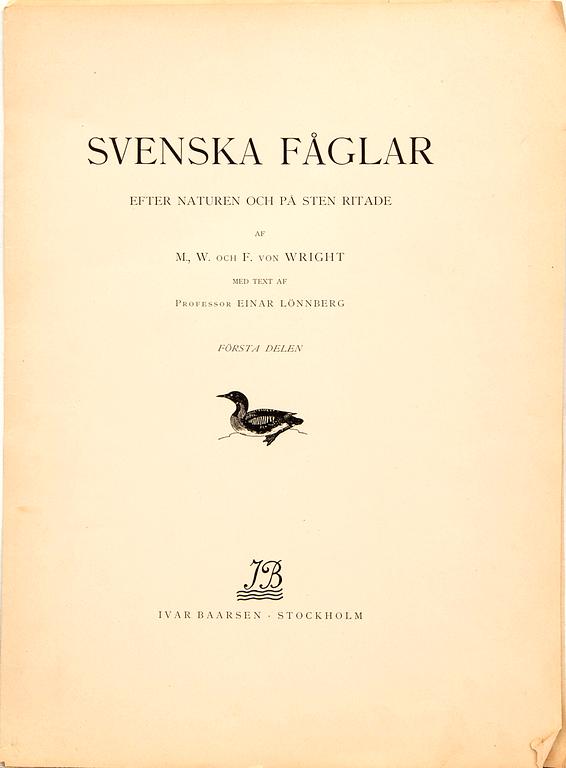Bröderna von Wright, planschverk, "Svenska Fåglar", Ivar Baarsens förlag, Stockholm år 1918-1924.