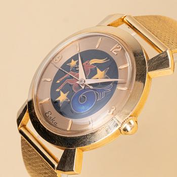 Eska, "Cloisonné Enamel Dial", "Capricorn", ca 1950.