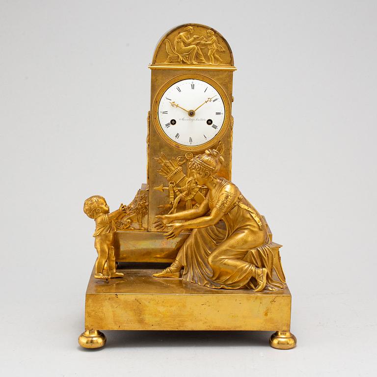 An Empire mantel clock by P H Beurling, master in Stockholm 1783.