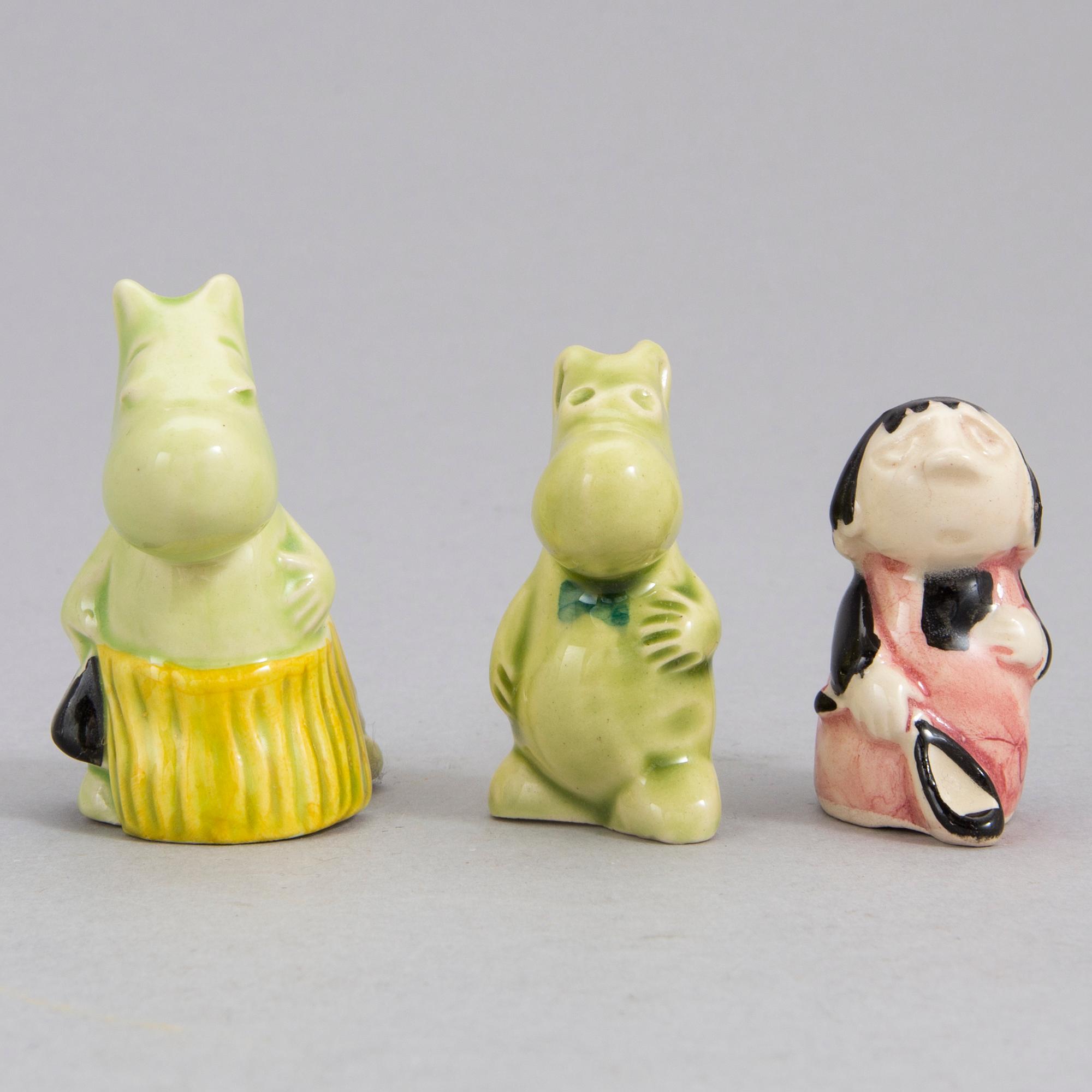 Three ceramic 'Moomin' figurines by Signe Hammarsten-Jansson, 1950's.
