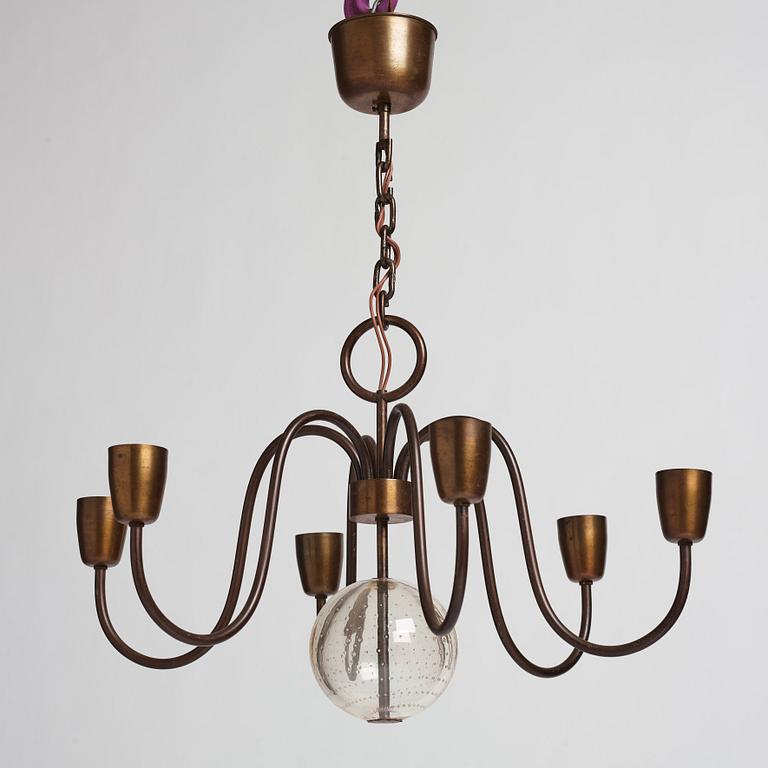 Hans Bergström, a chandelier, model "16", ateljé Lyktan, Sweden 1940s.