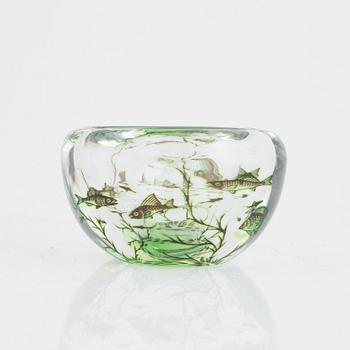 Edward Hald, bowl, glass, "Fiskgraal", Orrefors.