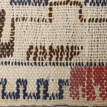 Märta Måås-Fjetterström, a textile, "Grodblad röd", flat weave, ca 28 x 88 cm, signed AB MMF.