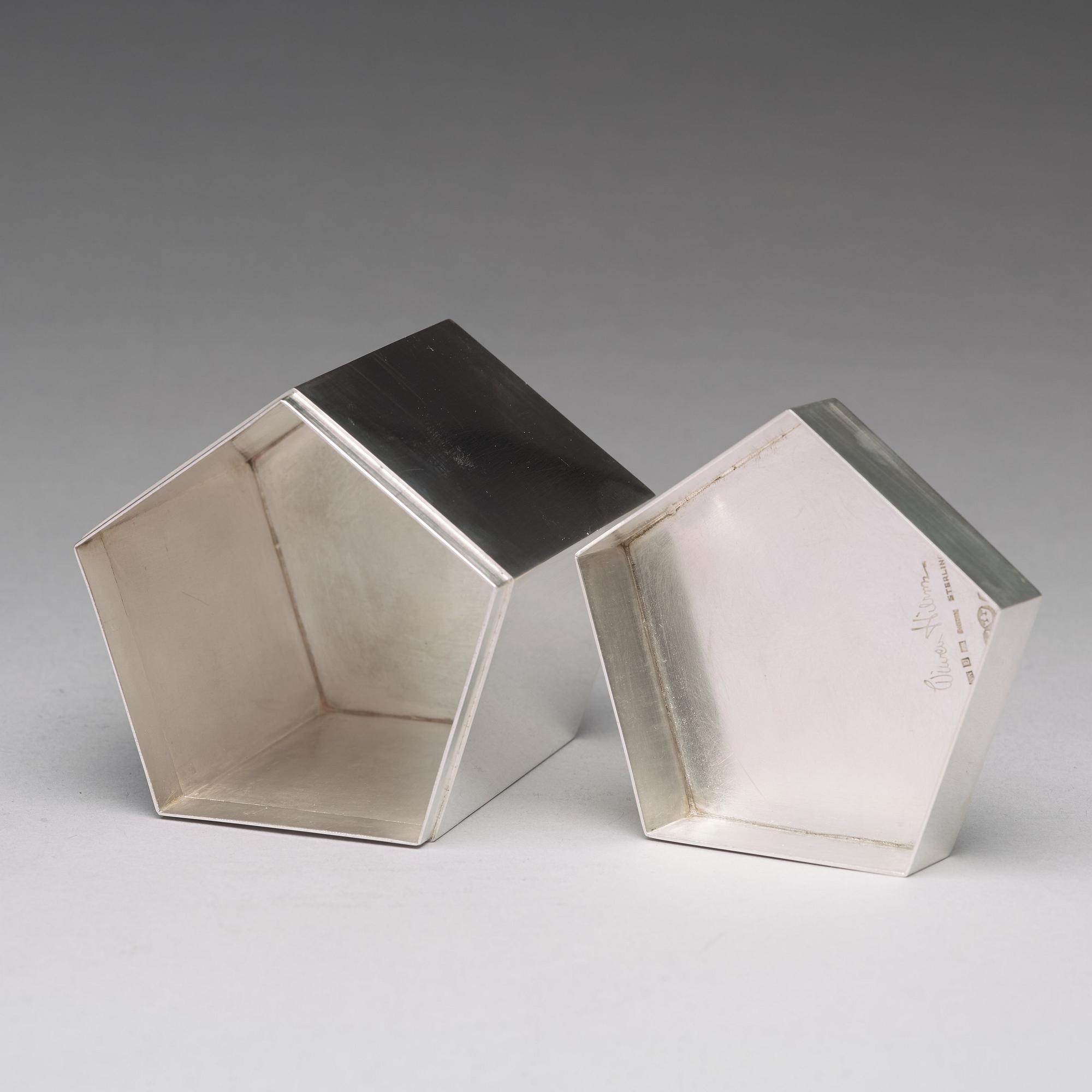 Wiwen Nilsson, a sterling pentagonal lidded jar, Lund, Sweden 1974.