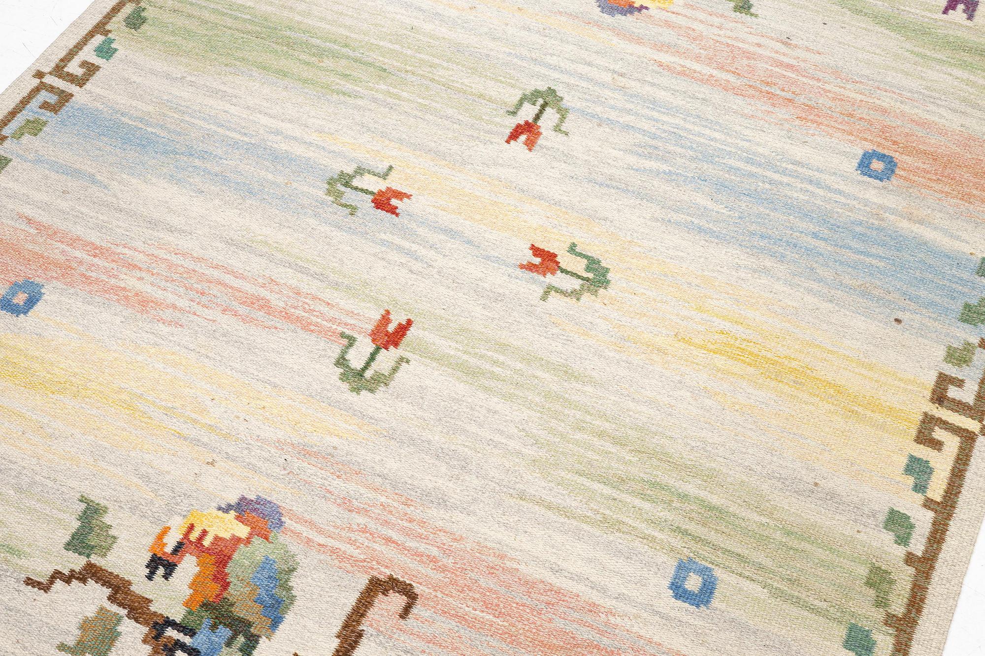 Carl Dangel, rug, "The Parrot" flat weave, c. 295 x 200 cm, signed CD.