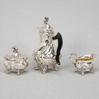 A Swedish rococo-style ailver coffee-set, mark of CG Hallberg, Stockholm 1950.