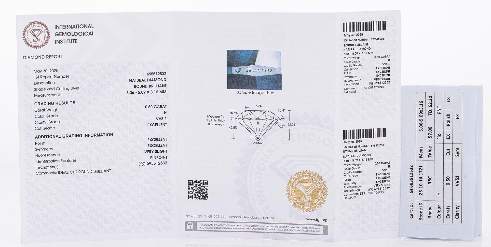 A pair of 14K gold earrings and brilliant cut diamonds.