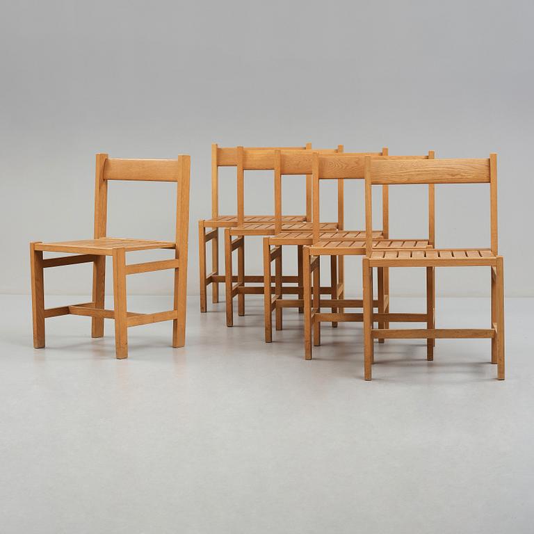 JOHN KANDELL, six oak chairs for S:t Nicolai chapel, Helsingborg, Sweden 1956, probably executed by cabinetmaker David Sjölinder.