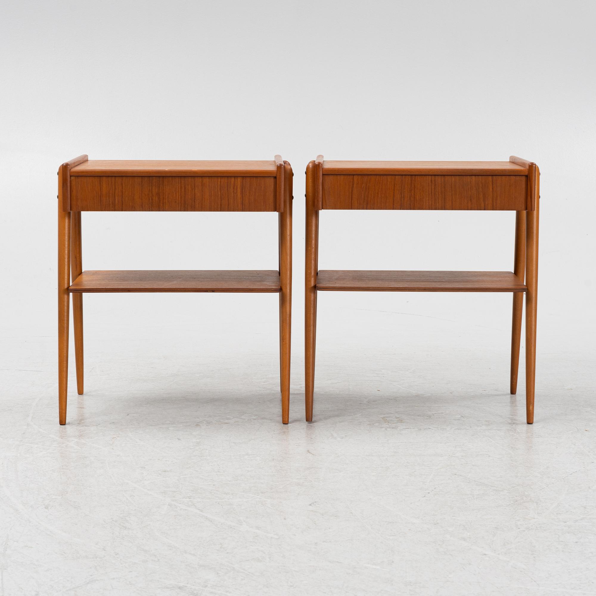 Sängbord ett par, Carlströms & Co, Möbelfabrik, Bjärnum, 1950/60-tal.
