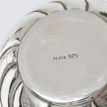 A sterling silver jug, milk jug and sugar bowl, possibly Mexico, mid20th century.