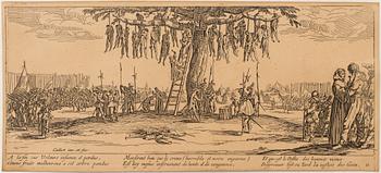 JACQUES CALLOT, Book, collection of 18 etchnings from Les miseres et les mal-hevrs de la gverre. 1633, later edition.