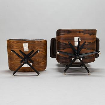 Charles and Ray Eames, a 1970s 'Lounge chair' and stool for Herman Miller.