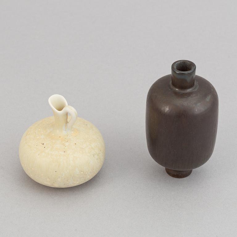 Gunnar Nylund, a set of six stoneware bowls, two miniature vases and a vase for Rörstrand.