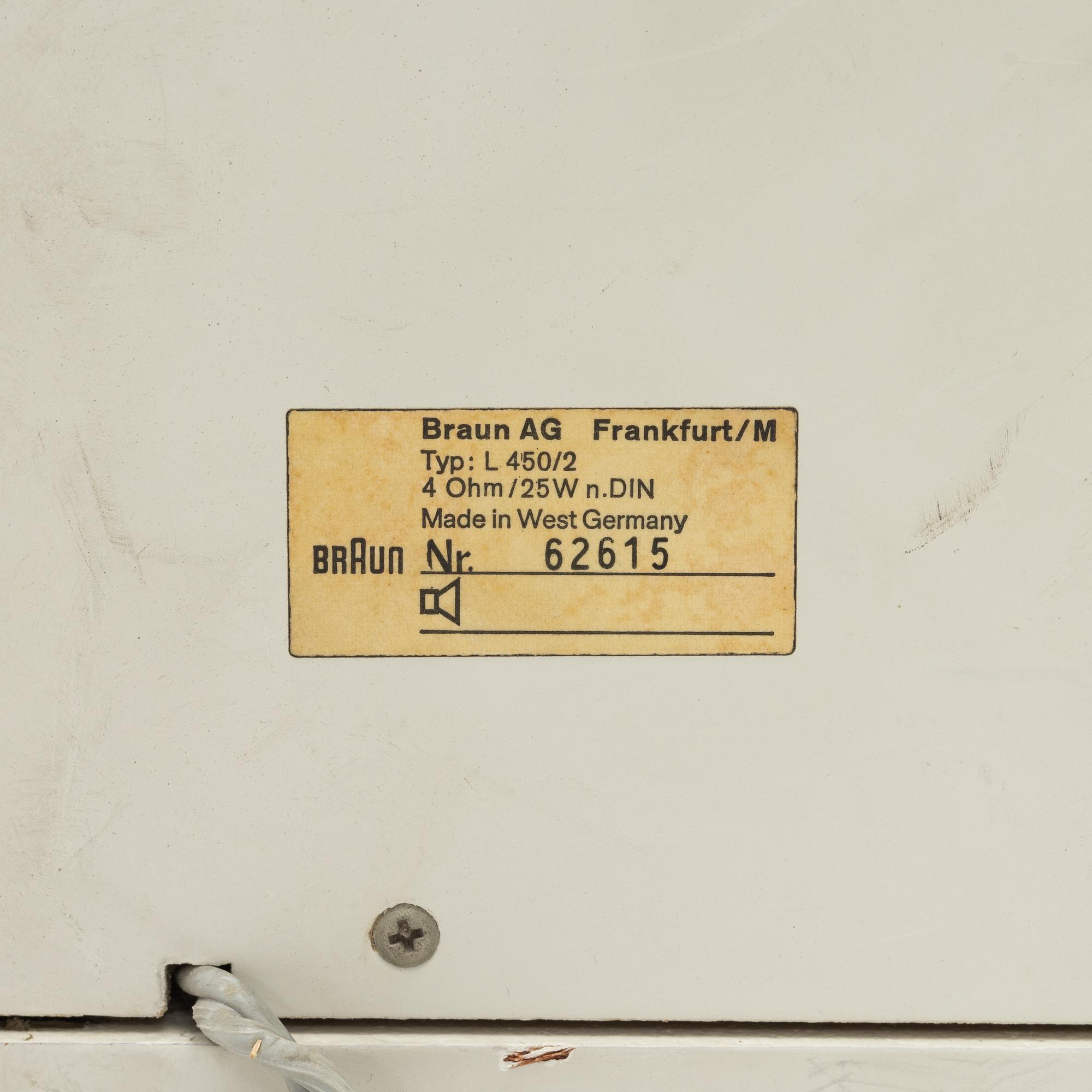 Dieter Rams, stereo receiver, model 'RCS 9-S' and speakers model 'L450/2', Braun, Germany, designed in 1961.