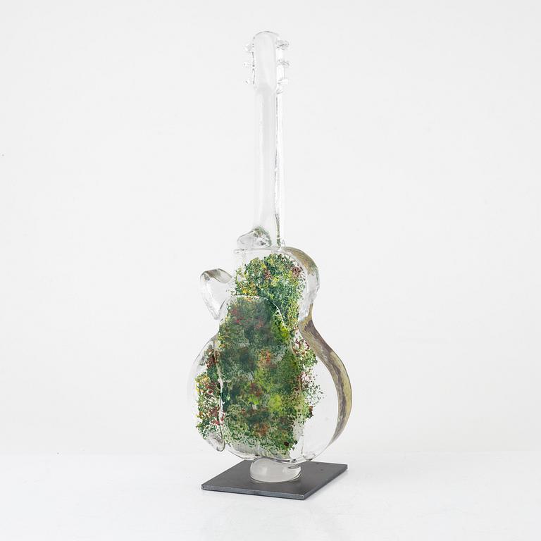 Kjell Engman, sculpture, glass, 'Guitar', Lim.Ed 100, Kosta Boda, Sweden.