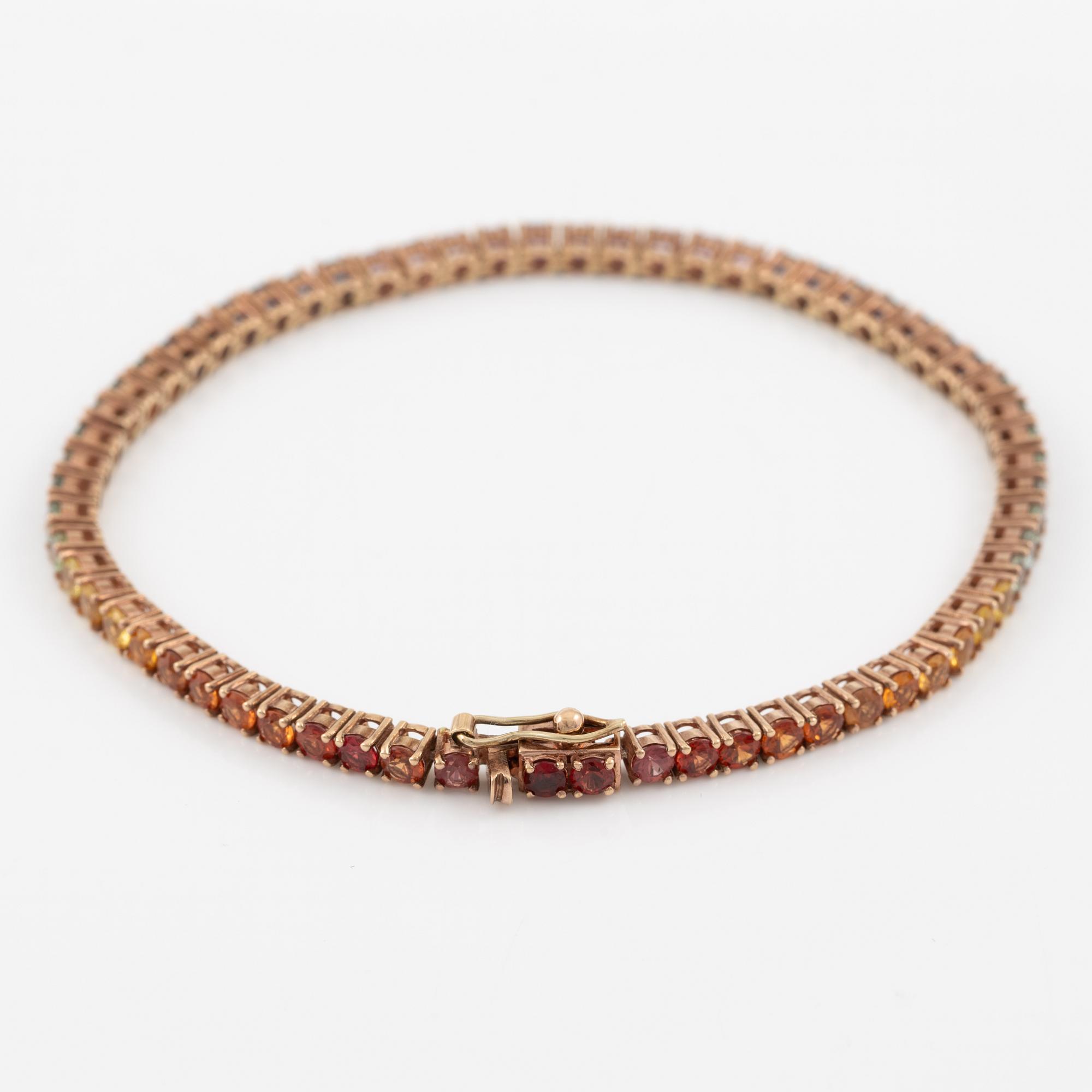 Bracelet, 18K rose gold with multi-coloured sapphires.
