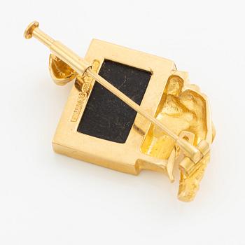 Björn Weckström, brosch, 18K guld med blå sten (sannolikt opal), Finland 1977. För Lapponia.