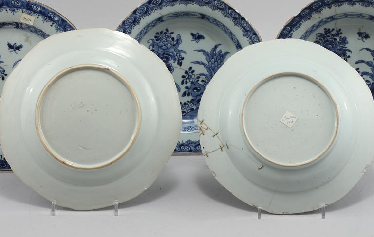 TALLRIKAR, 5 st, porslin, Kina, 1700/1800-tal.