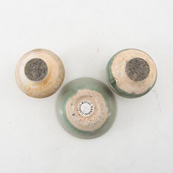 A group of three celadon glazed vessels, Sawankhalok, Thailand, 15th/16th century.